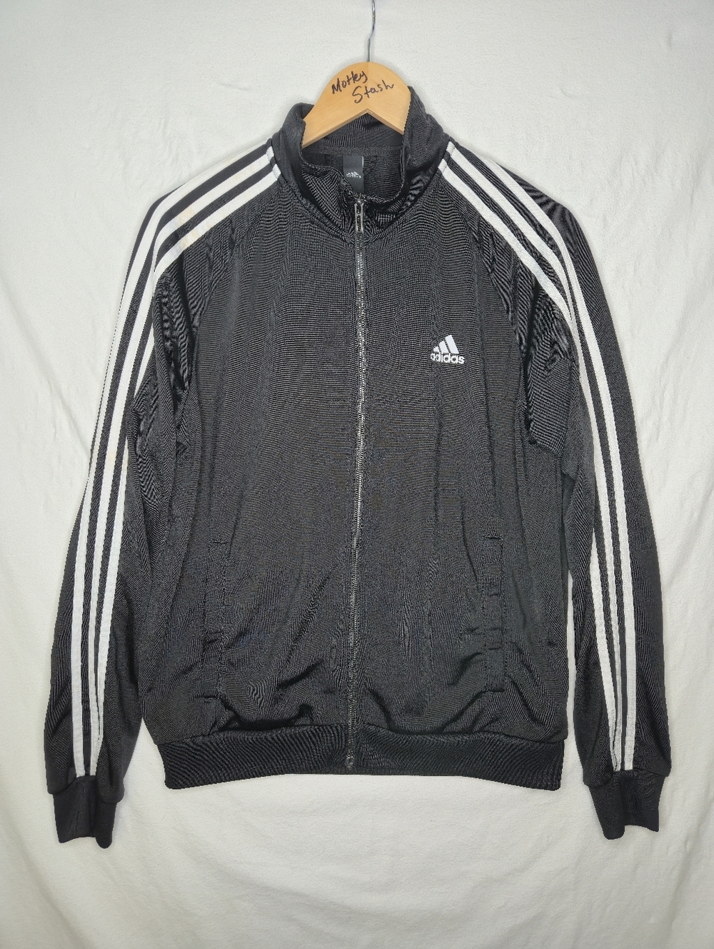 Adidas Ladies Black And White Warm Up Jacket Size Large